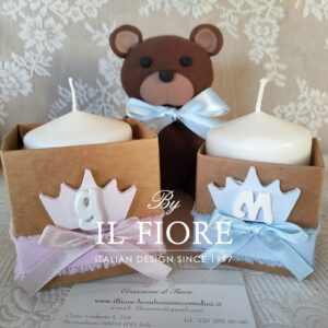 Bomboniere Battesimo candela bimba e bimbo
