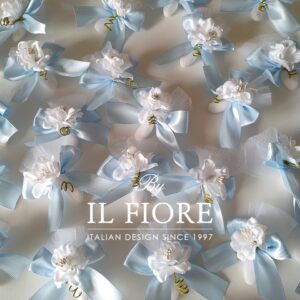 Segnaposti Battesimo bimbo e bimba con fiorellino e confetto