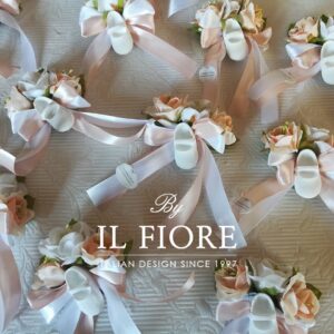 Segnaposti Battesimo con fiori e scarpetta