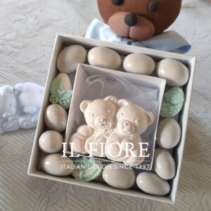 Bomboniere Battesimo candela bimbo e bimba orsetti gemelli