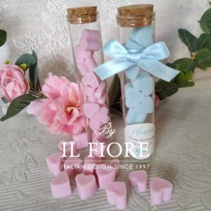 Bomboniere Battesimo candele cuoricino in provette