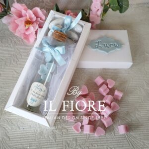 Bomboniere Battesimo candele cuoricini in provetta