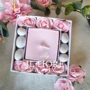 Bomboniere Battesimo CANDELA con fiori bimbo e bimba