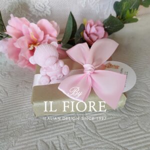 Bomboniere Battesimo saponetta con orsetto rosa o celeste con tag personalizzata