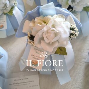 Bomboniera Battesimo sacchetto portaconfetti con fiori