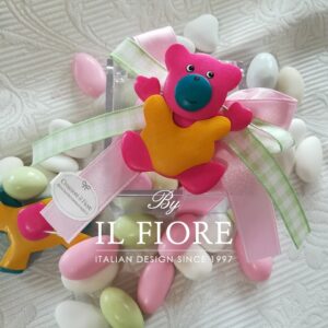 Bomboniera Battesimo bimba con animaletti colorati e calamita