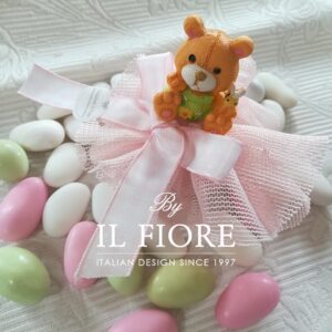 Bomboniera Battesimo bimba ciuffetto portaconfetti con animaletti fattoria