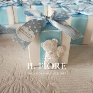 Bomboniere Battesimo bimbo e bimba Scatola Portaconfetti con orso profumato