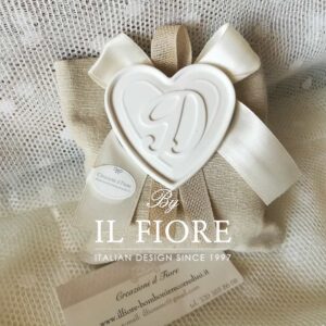 Bomboniere Comunione Shabby Chic sacchetto con Cuore e Iniziale