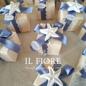 Bomboniera Matrimonio Scatola Portaconfetti con stella marina conchiglia e cavalluccio marino in Gesso