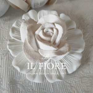Bomboniera Matrimonio rosa con piattino fiore in gesso profumato