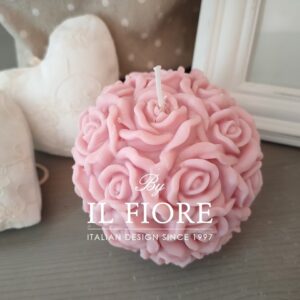 Bomboniera candela con Roselline rosa