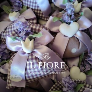 Bomboniere Comunione Cresima sacchetto con lavanda e gessetto profumato.