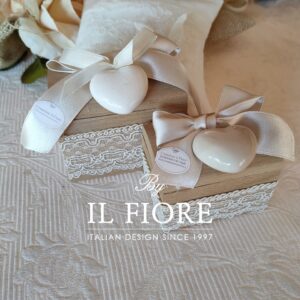 Bomboniera Matrimonio bauletti con cuori in ceramica