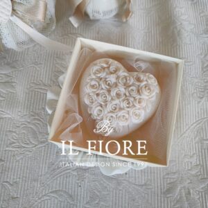 Bomboniera Matrimonio candela cuore con rose