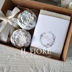Bomboniere saponetta con peonie matrimonio
