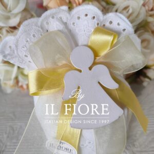 Bomboniere angioletto Comunione e Cresima Sacchetto Sangallo