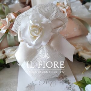 Bomboniera Matrimonio sacchetto portaconfetti con fiori