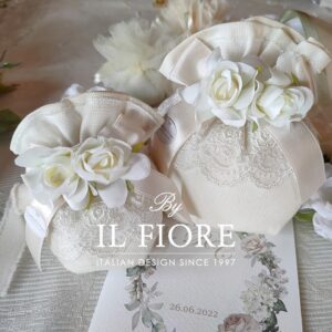 Bomboniera Matrimonio sacchetto portaconfetti cin pizzo francese e fiori