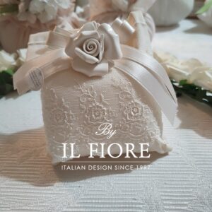 Bomboniere eleganti Matrimonio sacchetto portaconfetti con pizzo francese e rosa
