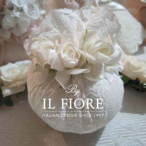 Bomboniere eleganti Matrimonio bon bon in pizzo con fiori