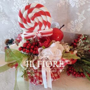 Puffo Natalizio fatto a mano con fiori e caramella