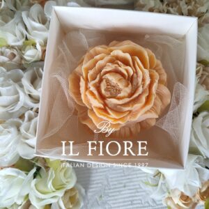 Bomboniera Comunione e Cresima candele peonia arancio