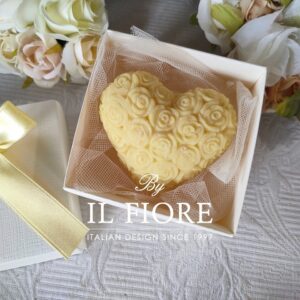 Bomboniera Comunione candela Cuore con rose