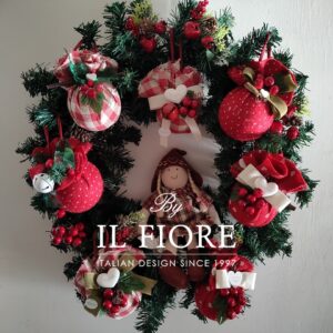 Ghirlande Natalizie con palline e gnomo in pezza