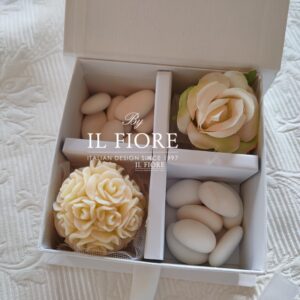 Bomboniere candela sfera rose