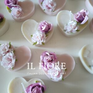 Bomboniera candele cuore con fiori
