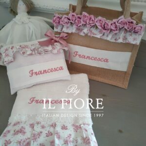 Telo mare con borsa in juta e borsello personalizzabile