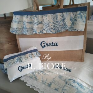 Telo mare con borsa in juta e borsello personalizzabile