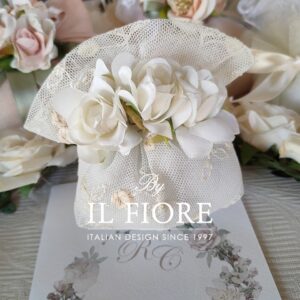 Bomboniere Matrimonio sacchetto portaconfetti in pizzo con fiori