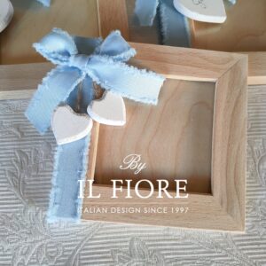 Bomboniere Battesimo portafoto con cuoricini per bimbo e bimba