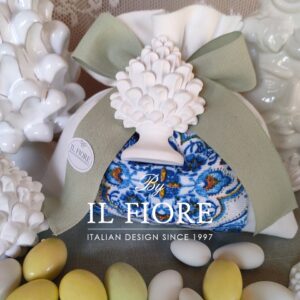 Bomboniere matrimonio sacchetto maioliche siciliane e pigna
