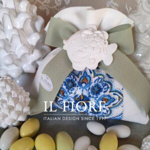 Bomboniere matrimonio sacchetto con pesciolini decoro siciliano