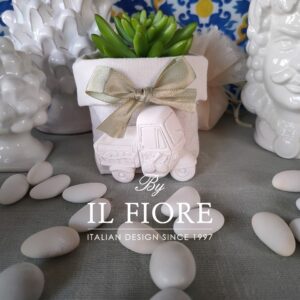 Bomboniera piantine grasse decorate con 500 e ape siciliana