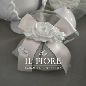 Bomboniera artigianale Matrimonio sacchetto con peonia
