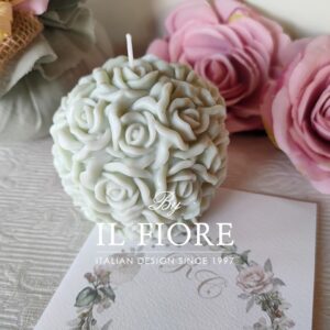 Bomboniere fatte a mano matrimonio candela sfera con roselline