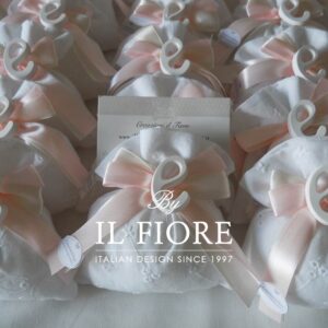 Bomboniera Battesimo sacchetto Sangallo con Lettera bebè