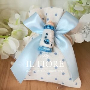 Bomboniera sacchetto portaconfetti con calamita Biberon per Battesimo Nascita