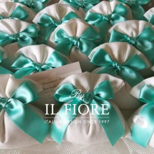 Bomboniera Matrimonio Sacchetto con nastro color tiffany