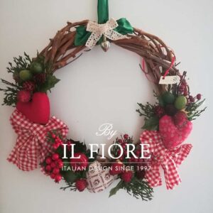 Ghirlande Natalizie fuoriporta con cuori in stoffa