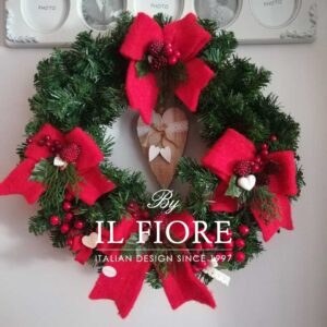 Ghirlande Natalizie shabby chic con pino cuore in legno