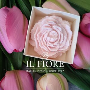 Bomboniera candela peonia Battesimo