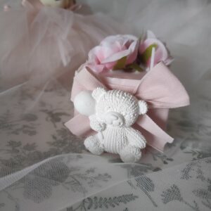 Bomboniera Battesimo candela con fiori bimba e bimbo