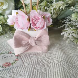 Bomboniera Battesimo profumatore in gesso con fiori bimba e bimbo