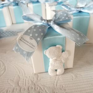 Bomboniere Battesimo bimbo e bimba Scatola Portaconfetti con orso profumato
