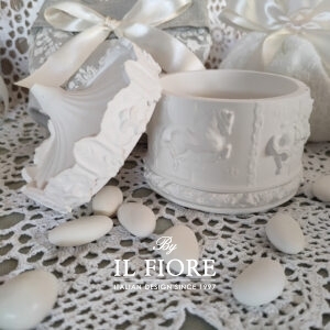 Bomboniera Battesimo scatola giostrina con candela per bimba e bimbo